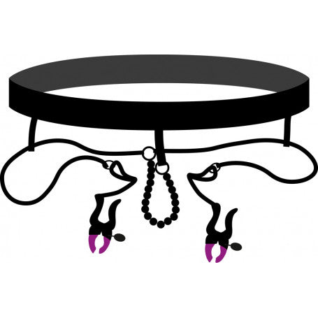 Tanga con pinze vaginali e perle Pearl String with Silicone Clamps